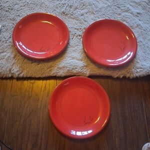 MAMMA RO CLASSIC COLLECTION RED 8" SALAD PLATES SET OF 3 VINTAGE POTTERY